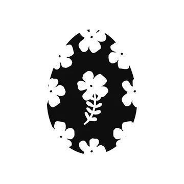 Black Linocut of Easter Holiday Egg Stock Illustration