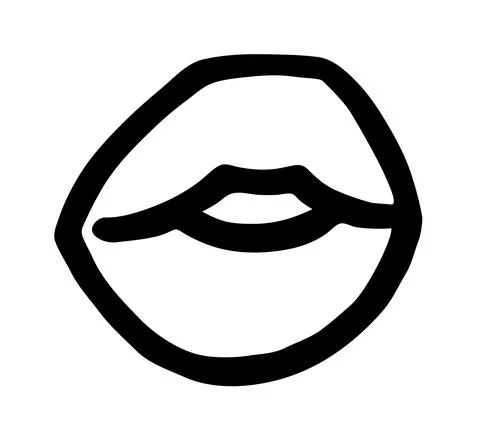 Black lips hand drawn with ink paint brush Stock Illustration