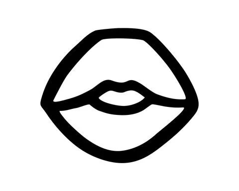 Black lips hand drawn with ink paint brush Stock Illustration