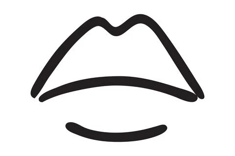 Black lips hand drawn with ink paint brush Stock Illustration