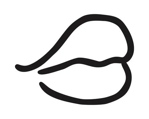 Black lips hand drawn with ink paint brush Stock Illustration
