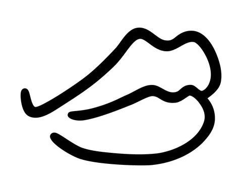 Black lips hand drawn with ink paint brush Stock Illustration