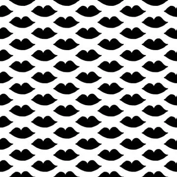 Black lips handdrawn seamless pattern Stock Illustration