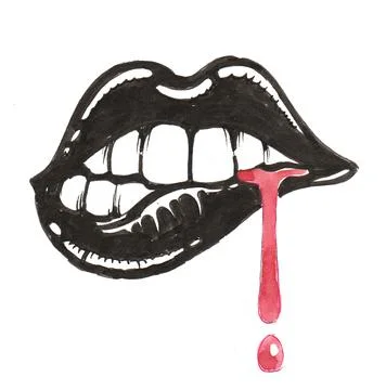 Black lips red blood Illustrazione stock