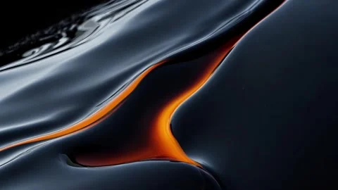 Black liquid abstraction with orange glowing light Vidéo 307708877