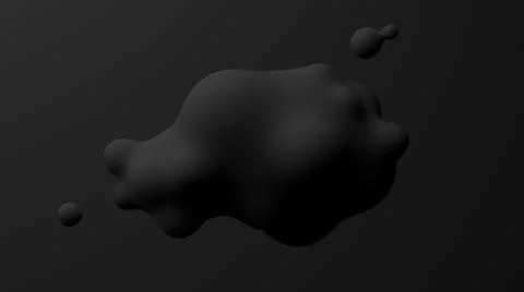 Black liquid balls merging. Abstract monochrome illustration, 3d render. Stock Illustration