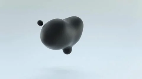 Black liquid blobs merging and splitting in white space Stock-Footage 333833625