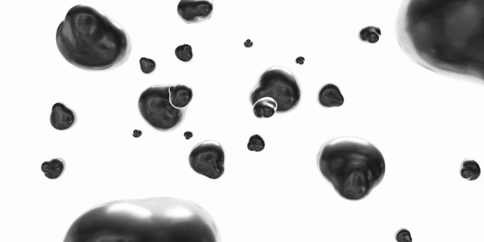 Black liquid bubbles abstract background with empty blank copyspace to add your Illustrazione stock