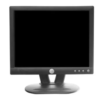 Black liquid crystal display computer monitor isolated on white background. Stock Photos