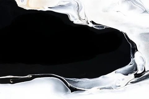 Black liquid marble background abstract flowing texture experimental art Stock Photos