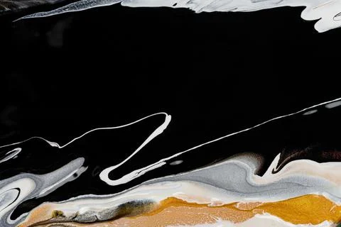 Black liquid marble background abstract flowing texture Stock Photos