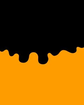Black liquid paint dripping over a vibrant orange background with a clean i.. Stock Illustration