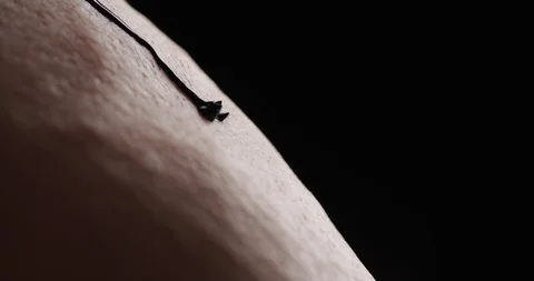 Black liquid running down skin gathering in strange formation Stock-Footage 104260106