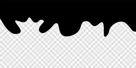Black liquid splatter. Isolated ink blot. Transparent background effect. Stock Illustration
