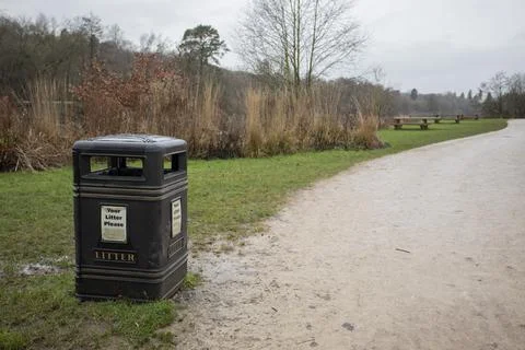 Black litter bin  Stock Photos