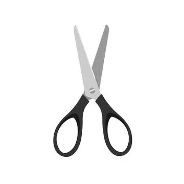 Black little open scissors on a white background Stock Illustration