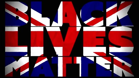 A Black Lives Matter (#BLM) video with a Union Jack Flag background Vídeo Stock 132740093
