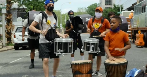 Black Lives Matter drum corp. Stock Footage 137358705