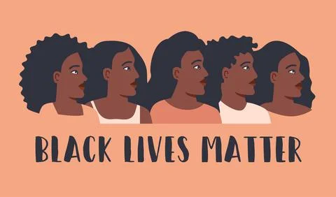 Black lives matter poster with protesting people. Stock Illustration
