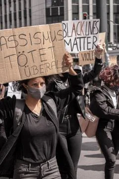 Black lives matter protest in Düsseldorf Germany 06 june 2020 스톡 사진