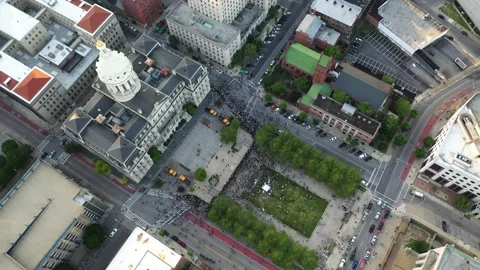 Black Lives Matter Protest in Front of Baltimore City Hall, Drone Aerial Stock Footage 131953849
