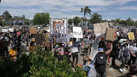Black Lives Matter Protest For George Floyd California  -06/2020 Vídeo Stock 131455815