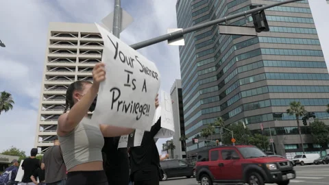 Black Lives Matter Protest For George Floyd - Los Angeles California  -06/2020 動画素材 131759103
