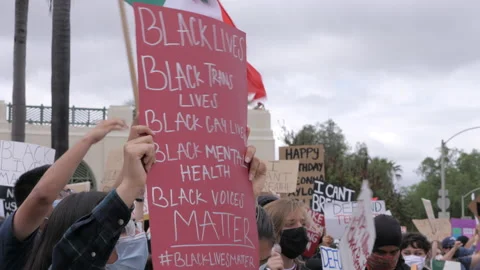 Black Lives Matter Protest For George Floyd California  -06/2020 Stock Footage 132151656