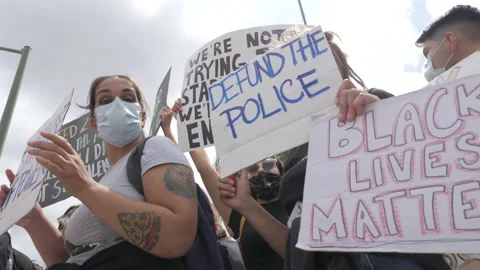Black Lives Matter Protest For George Floyd California  -06/2020 Vídeo Stock 132193563