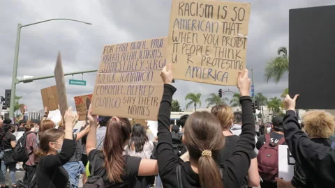 Black Lives Matter Protest For George Floyd California  -06/2020 動画素材 132197658
