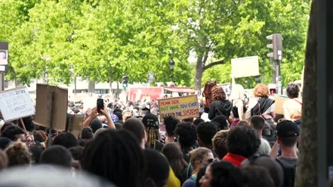 Black Lives Matter Protest on June 13, 2020 in Paris, France Stock Footage 132779129
