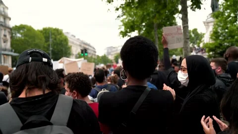 Black Lives Matter Protest on June 13, 2020 in Paris, France Stock Footage 132779145