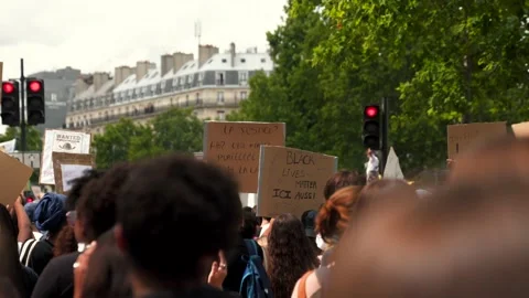 Black Lives Matter Protest on June 13, 2020 in Paris, France Stock Footage 132779150