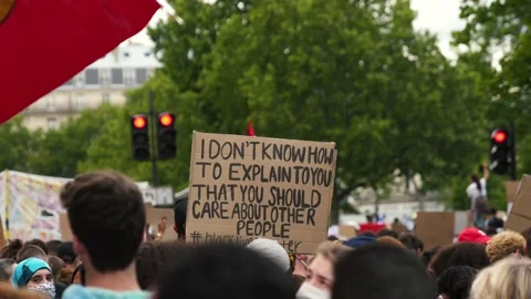 Black Lives Matter Protest on June 13, 2020 in Paris, France Stock Footage 132779186