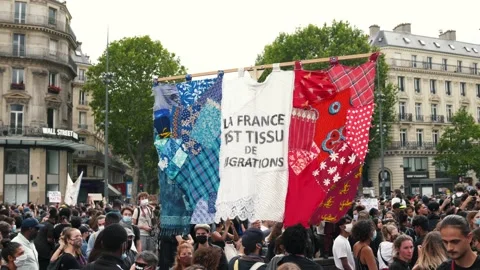 Black Lives Matter Protest on June 13, 2020 in Paris, France Stock Footage 132779299