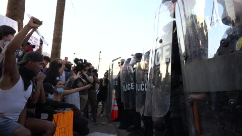 Black Lives Matter Protest at Phoenix, AZ Mega Church Trump Rally Video stock 131805226