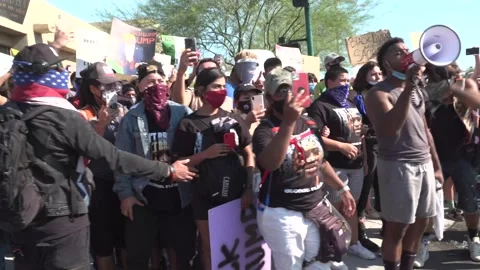 Black Lives Matter Protest at Phoenix, AZ Mega Church Trump Rally Video stock 135074964