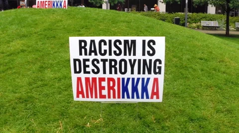 Black Lives matter protest sign at the Republican Convention Video stock 65266519