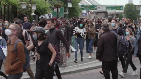 Black Lives Matter Protest (US Embassy, London) Stock Footage 135387761
