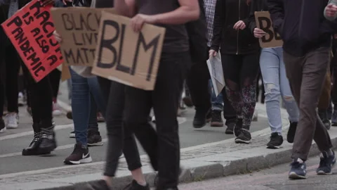 Black Lives Matter Protest (US Embassy, London) Stock Footage 135389097