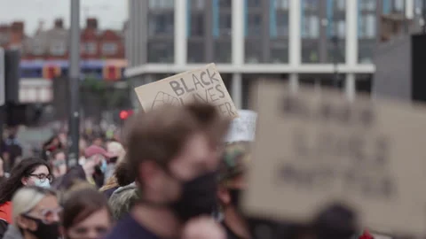 Black Lives Matter Protest (US Embassy, London) Stock Footage 135390840