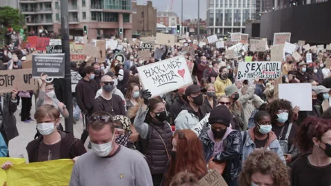 Black Lives Matter Protest (US Embassy, London) Stock Footage 136615581