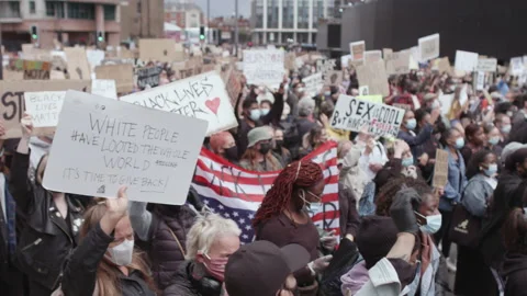Black Lives Matter Protest (US Embassy, London) Stock Footage 136654221