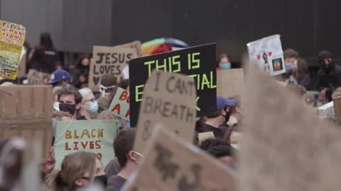 Black Lives Matter Protest (US Embassy, London) Stock Footage 136683483