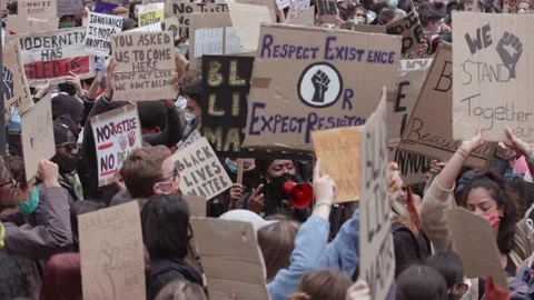Black Lives Matter Protest (US Embassy, London) Stock Footage 136729320