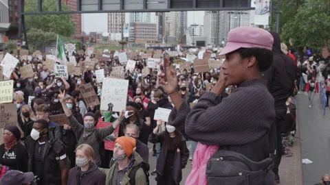 Black Lives Matter Protest (US Embassy, London) Stock Footage 136761141