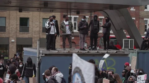 Black Lives Matter Protest (US Embassy, London) Stock Footage 136762826