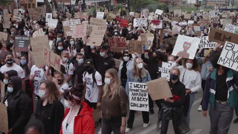 Black Lives Matter Protest (US Embassy, London) Stock Footage 136764174