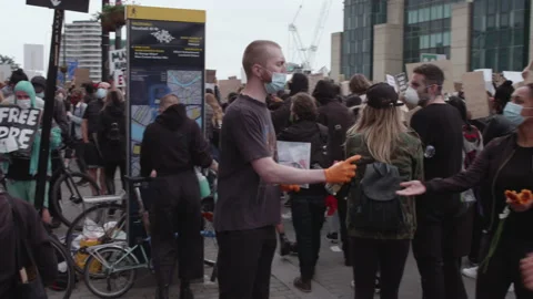 Black Lives Matter Protest (US Embassy, London) Stock Footage 136771368