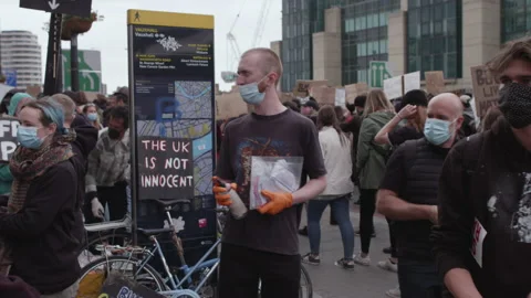 Black Lives Matter Protest (US Embassy, London) Stock Footage 136781103